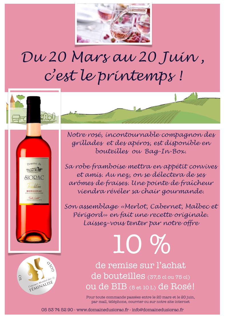 Promotion Rosé de bergerac Bio HVE promotion