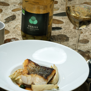 Poisson au Verjus du Siorac cuisiné par le chef étoilé Didier Casaguana du restaurant "Les Fresques"
